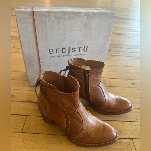 BED|STU Tan Leather Ankle Boots - Picture 3 of 4